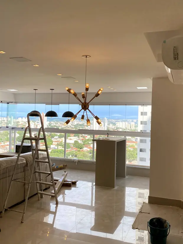 Living de alto padrão — obra executada pela Soleeng